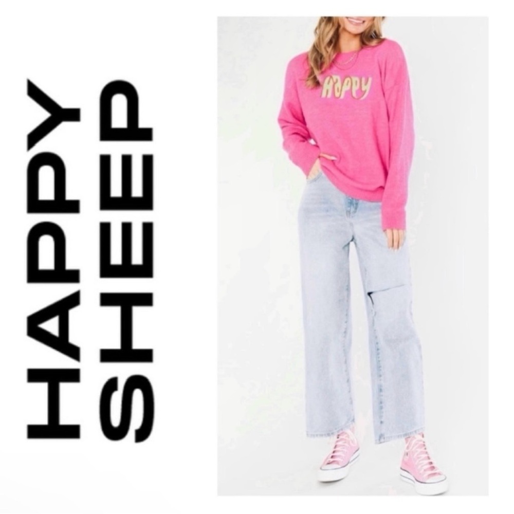 NWT Happy Sheep Pink 'Happy' Cashmere Blend Sweater Oversized.